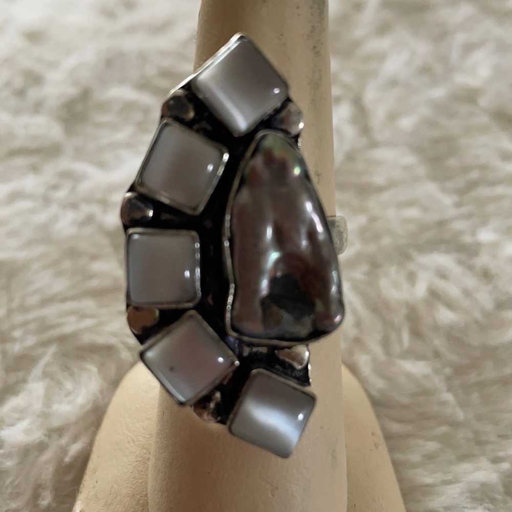 BIWA Pearl Cat Eye Ethnic Handmade Stunner of a Ring